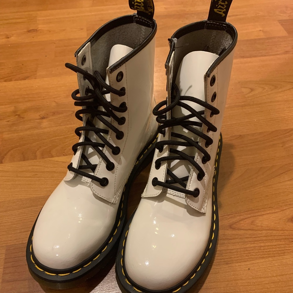 White Patent Leather Dr Martens